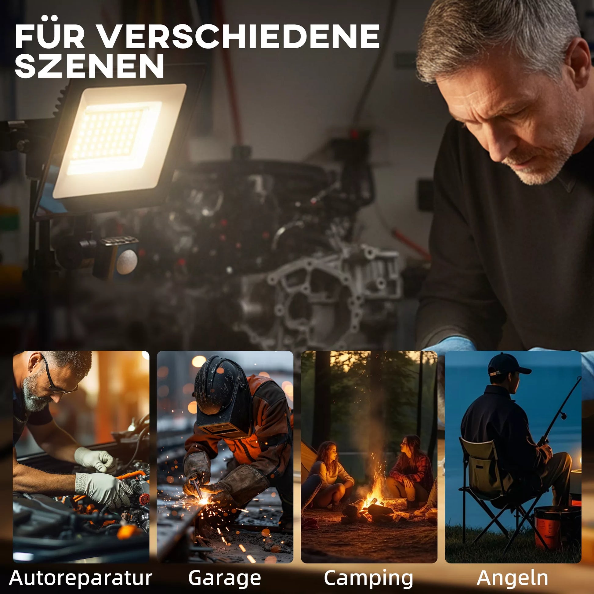 50 W darbo lempa, reguliuojama, 3 režimai, aliuminis, lankstus naudojimas, juoda