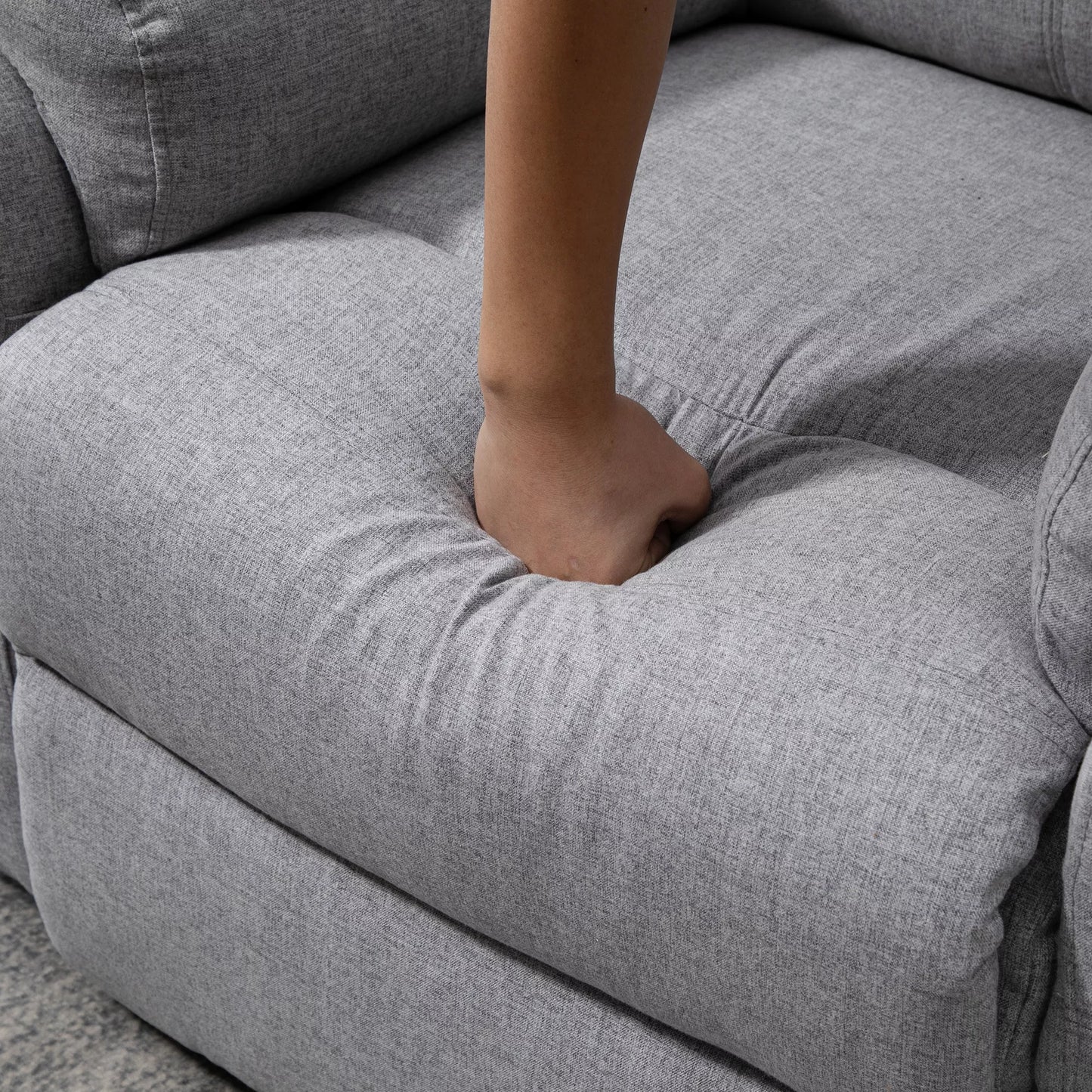 Elektrinis relaksacinis krėslas su pakėlimo funkcija, gulima funkcija, nuotolinio valdymo pulteliu, kišeninių spyruoklių branduoliu, iki 120 kg, pilkas