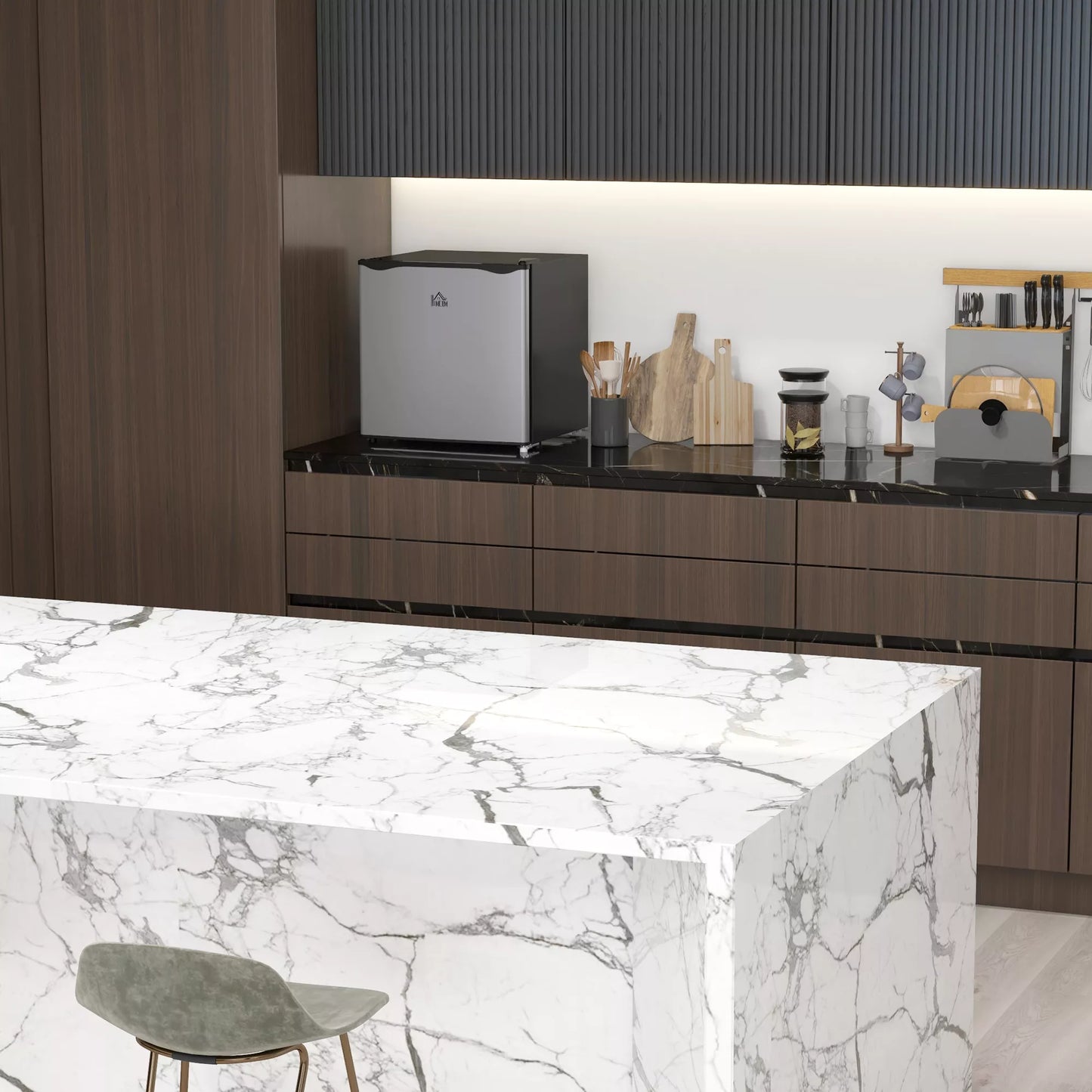 Kompaktiškas šaldiklis, 35 L mini šaldiklis, nuo -14 iki -24 ℃, 5 pakopų temperatūros valdymas, 47 x 44,2 x 48,8 cm, sidabrinis