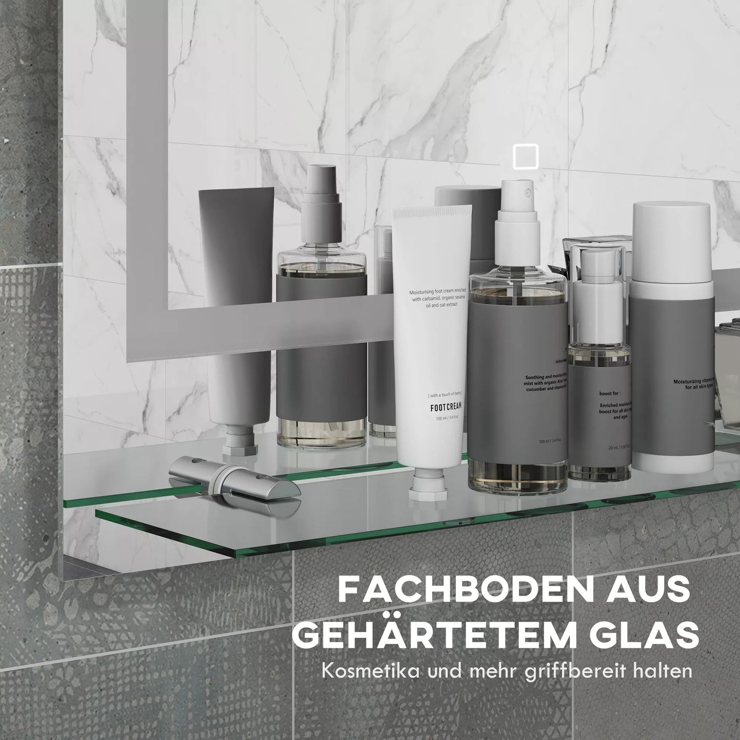 Vonios veidrodis su LED apšvietimu, 3 šviesos spalvos, apsauga nuo rasos, laidinis, 70 x 50 cm