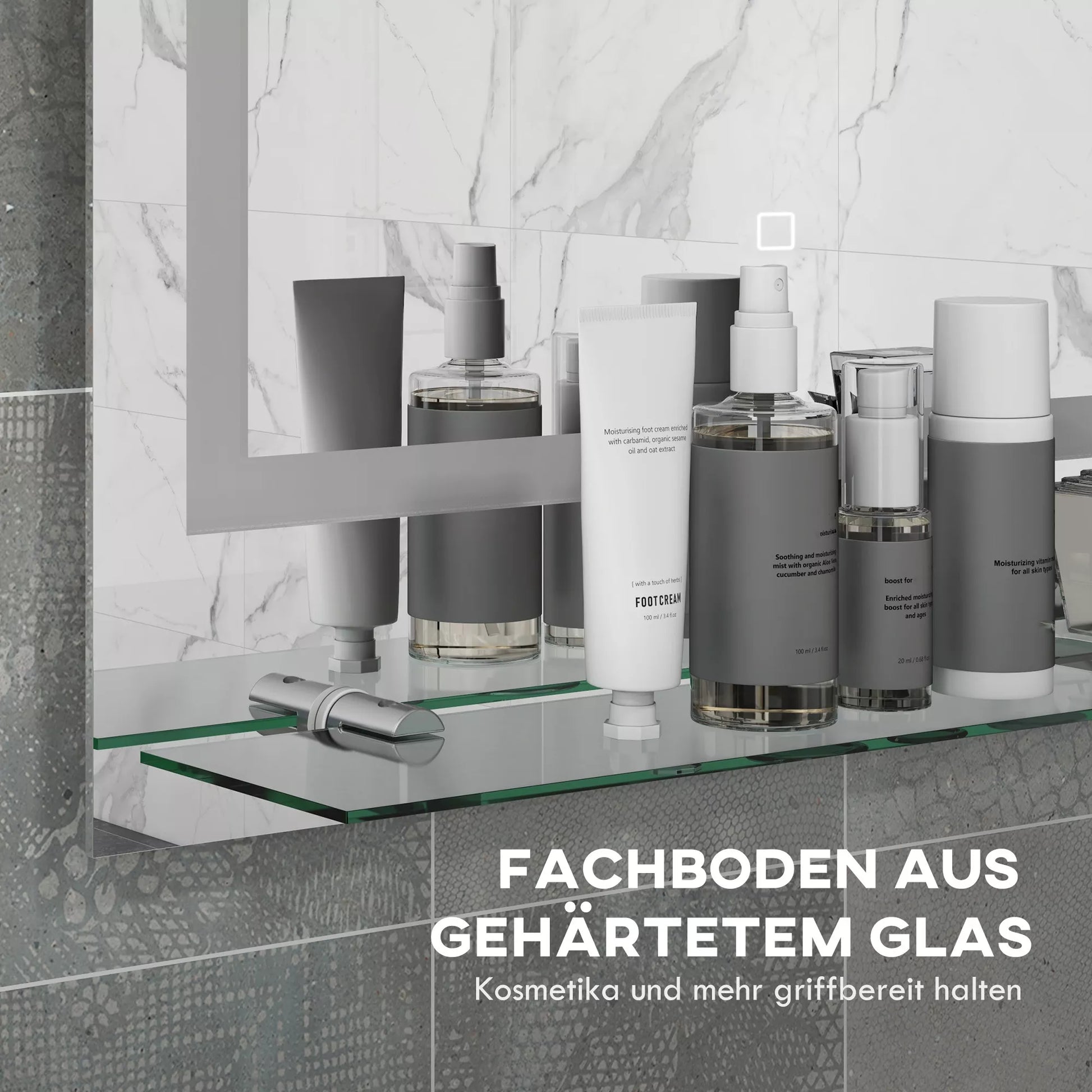 Vonios veidrodis su LED apšvietimu, 3 šviesos spalvos, apsauga nuo rasos, laidinis, 70 x 50 cm