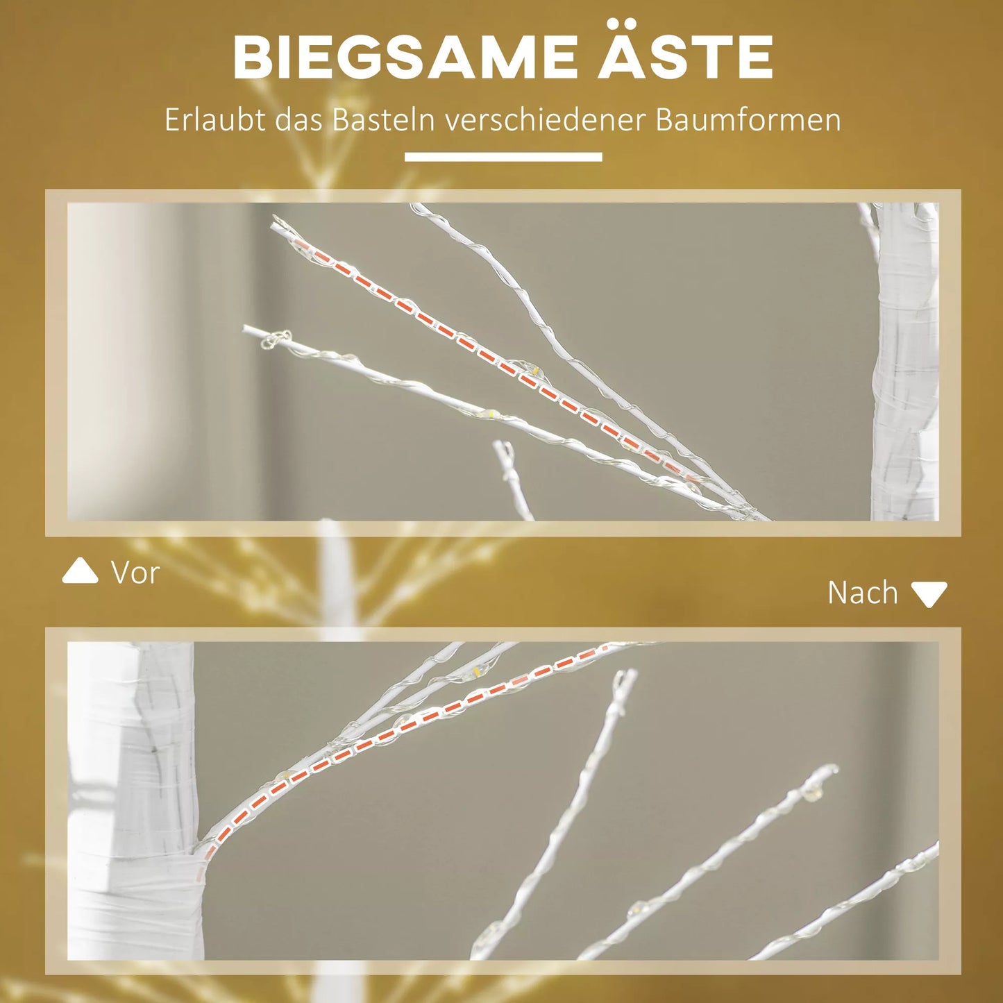 Dirbtinė eglė su LED apšvietimu, 180 cm aukščio Kalėdų eglutė, su natūraliomis žievės detalėmis, balta