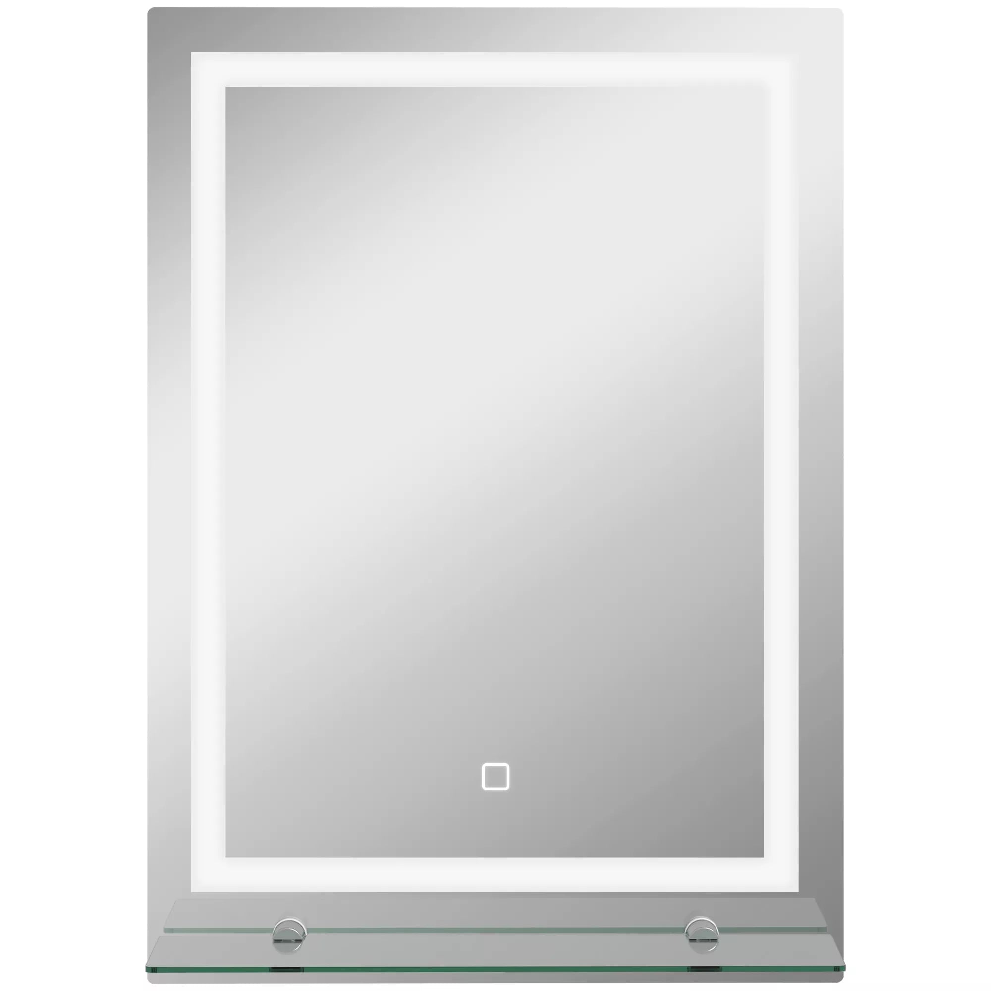 Vonios veidrodis su LED apšvietimu, lentyna, 50 x 70 cm, sidabrinis