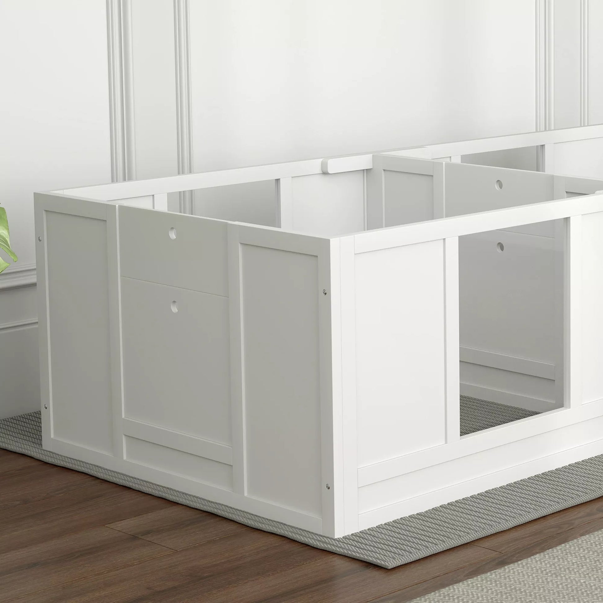 Šuniukų aptvaras šunims, su permatomomis panelėmis, 2 skyrių dizainas, mažiesiems šunims