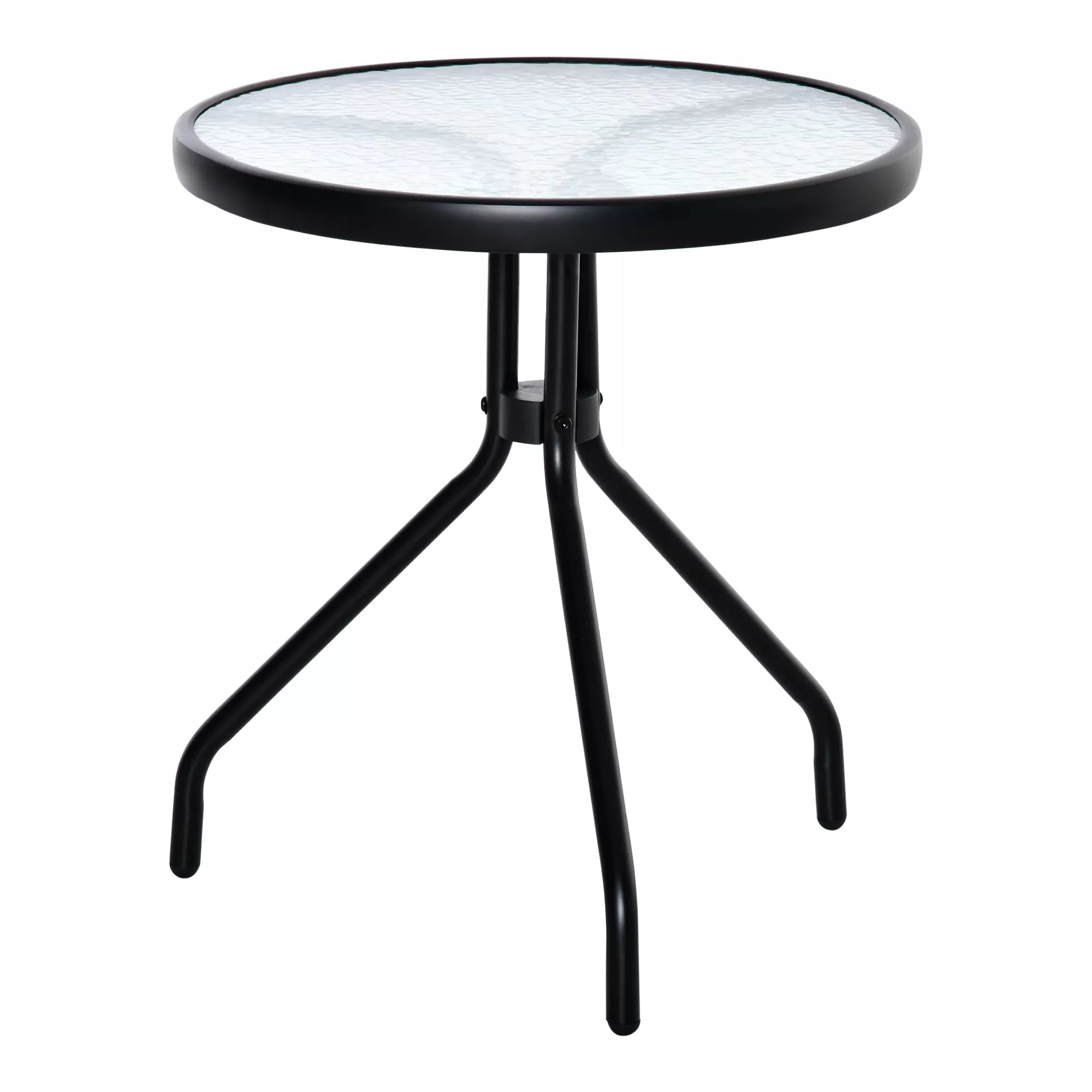 Sodo staliukas – atsparus oro sąlygoms sodo staliukas su stikliniu stalviršiu, metalinis balkono staliukas, Ø50x55 cm (aukštis)