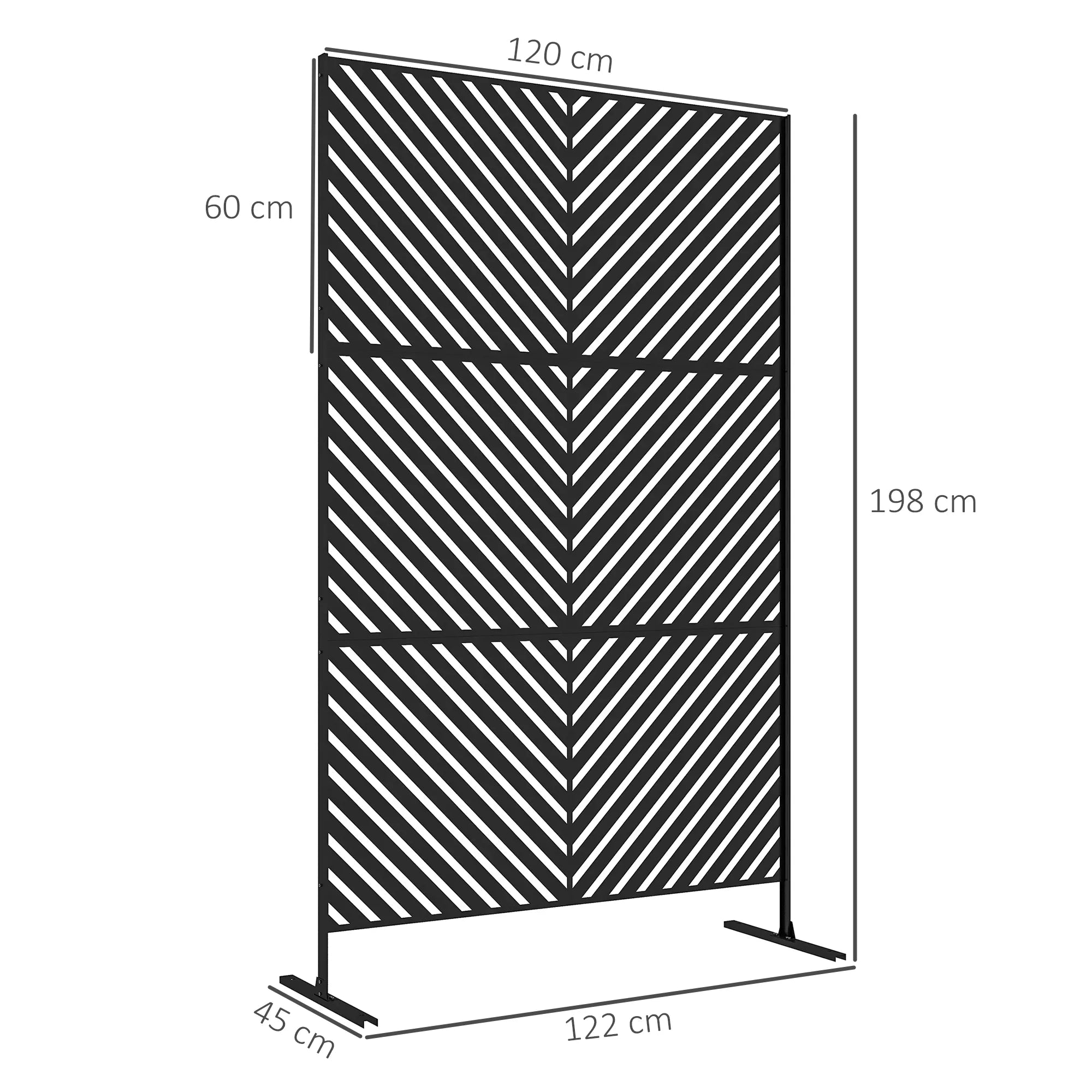 Apsauga nuo žvilgsnių Apsauga nuo žvilgsnių Sodas Sodo atskyrimas, geometrinės formos, metalas, 122 x 45 x 198 cm, juoda