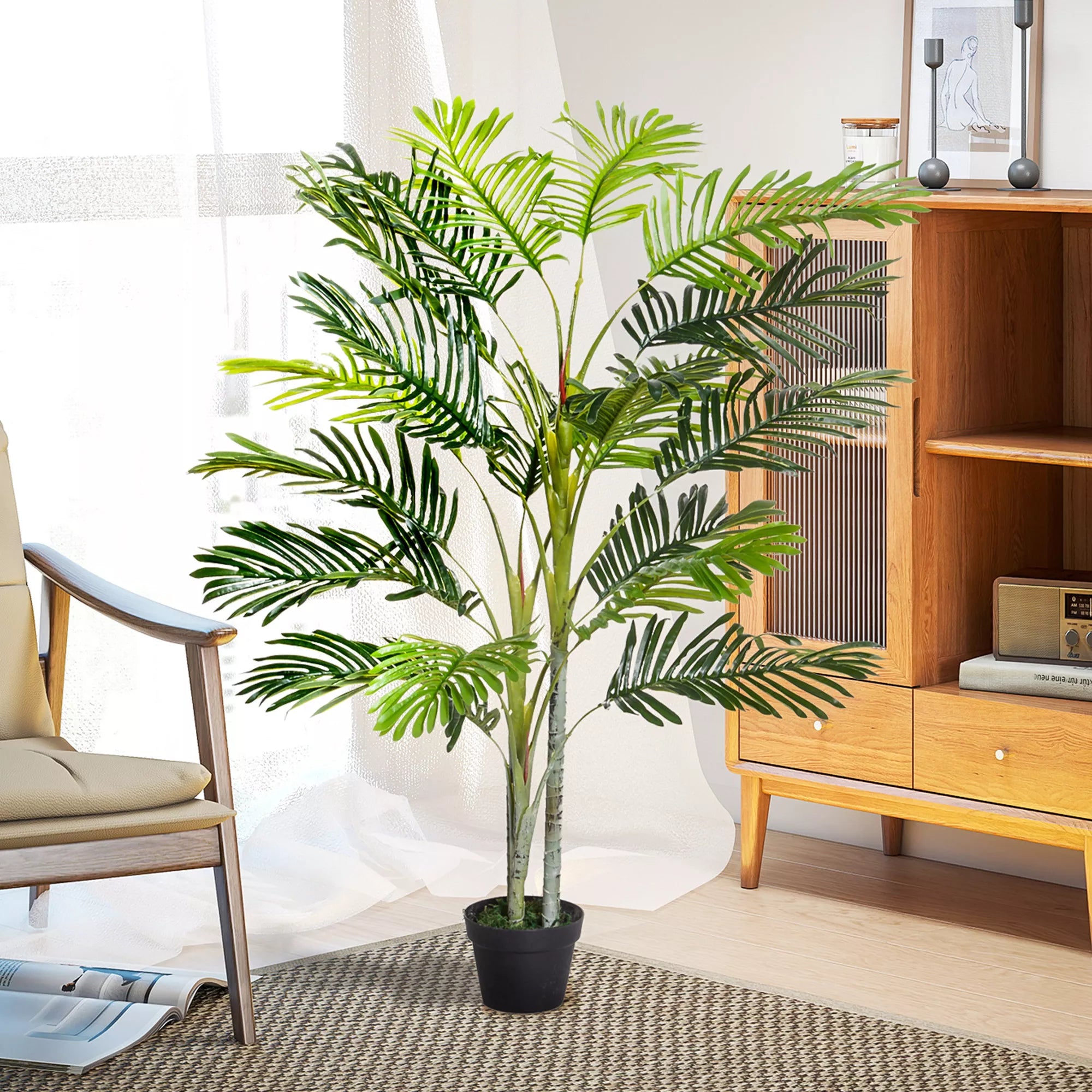 Dirbtinė palmė, dirbtinis augalas su vazonu, 150cm, plastikas