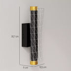 Šviestuvo matmenų schema: 30,7 cm aukštis, 11 cm plotis, 10,5 cm išsikišimas