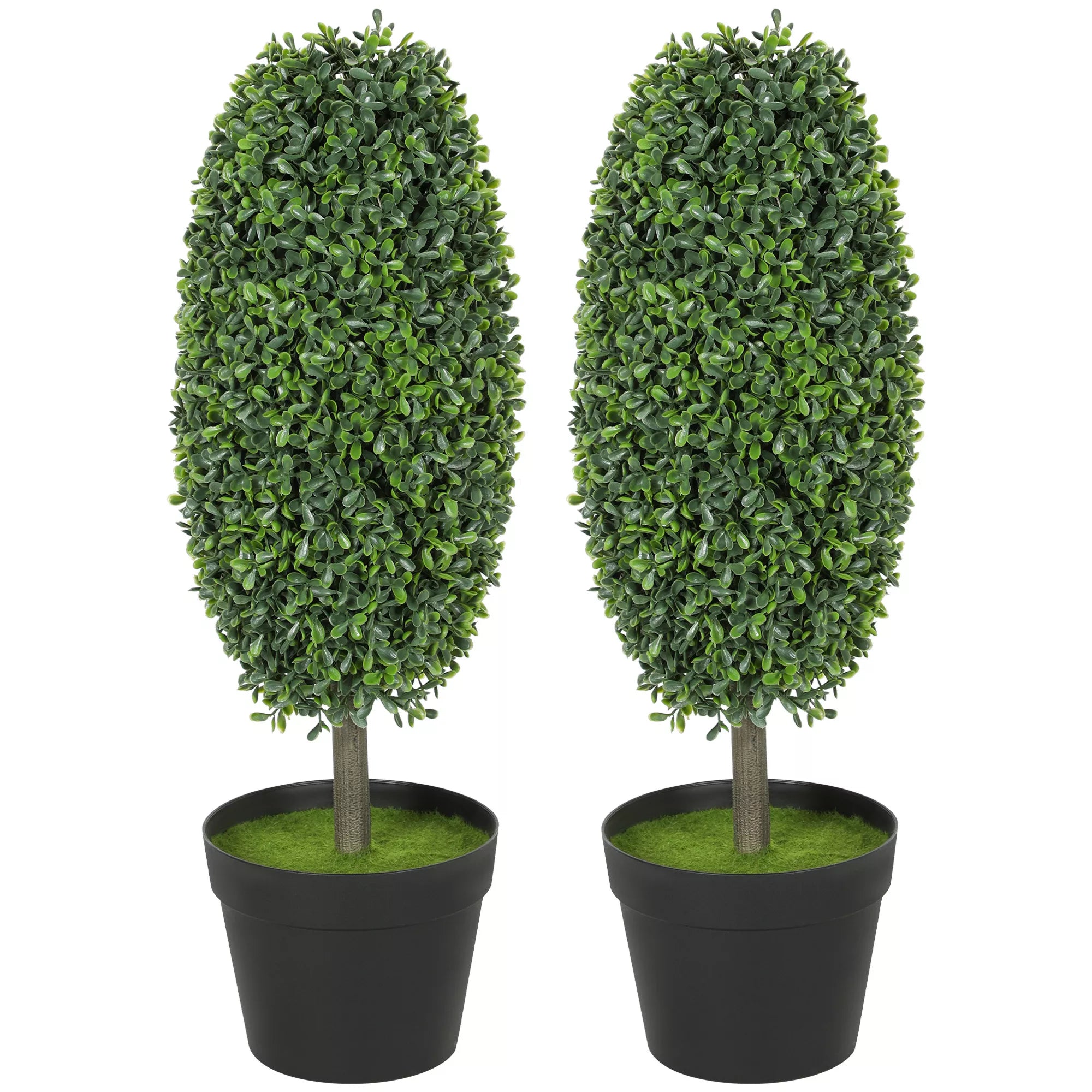 Dirbtinis medelis, 2 vnt., UV atsparus, vazone, 60 cm, žalias