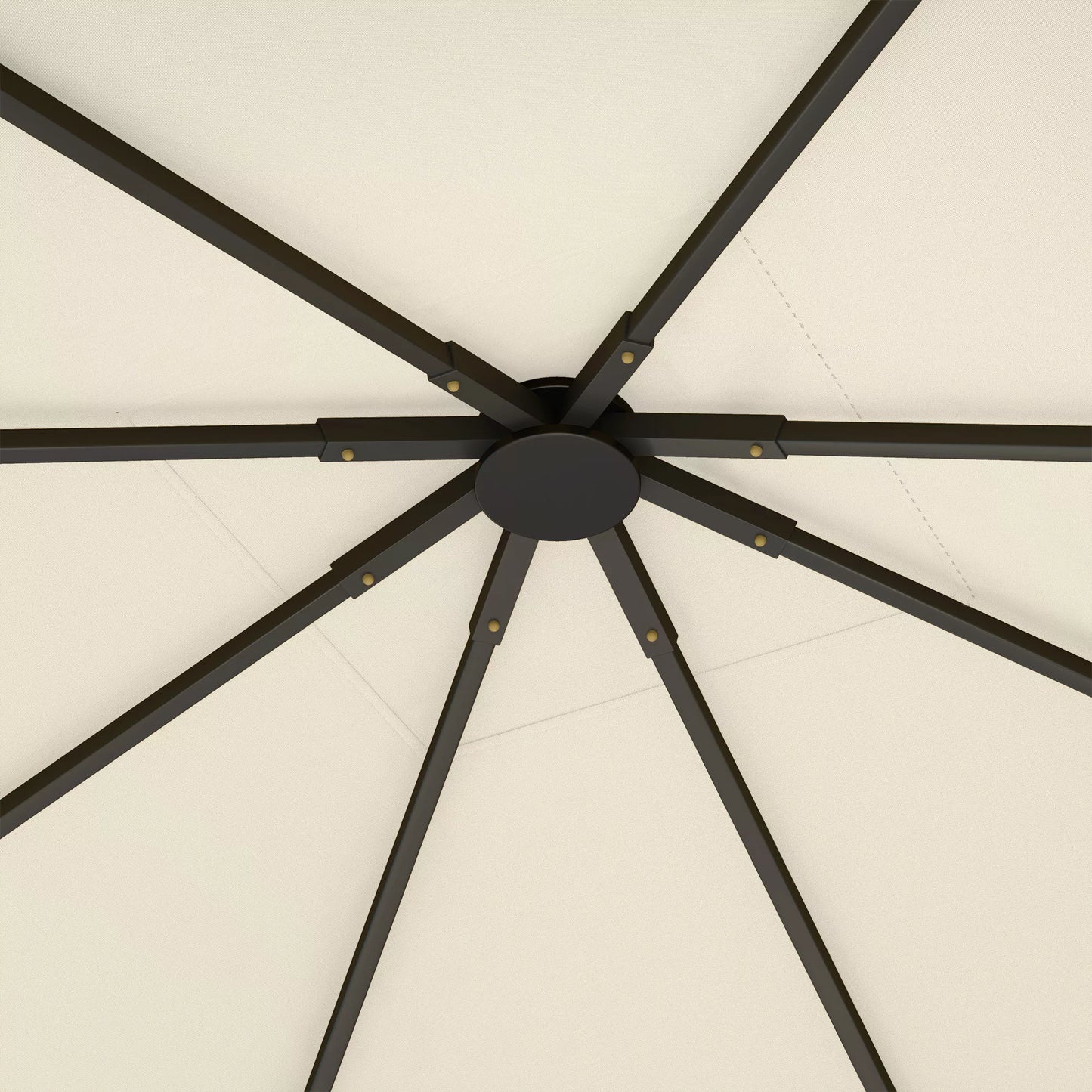 Sodo paviljono stogas 3x3 m su 8 drenažo angomis, pagamintas iš Oxford 600D audinio, kreminės baltos spalvos