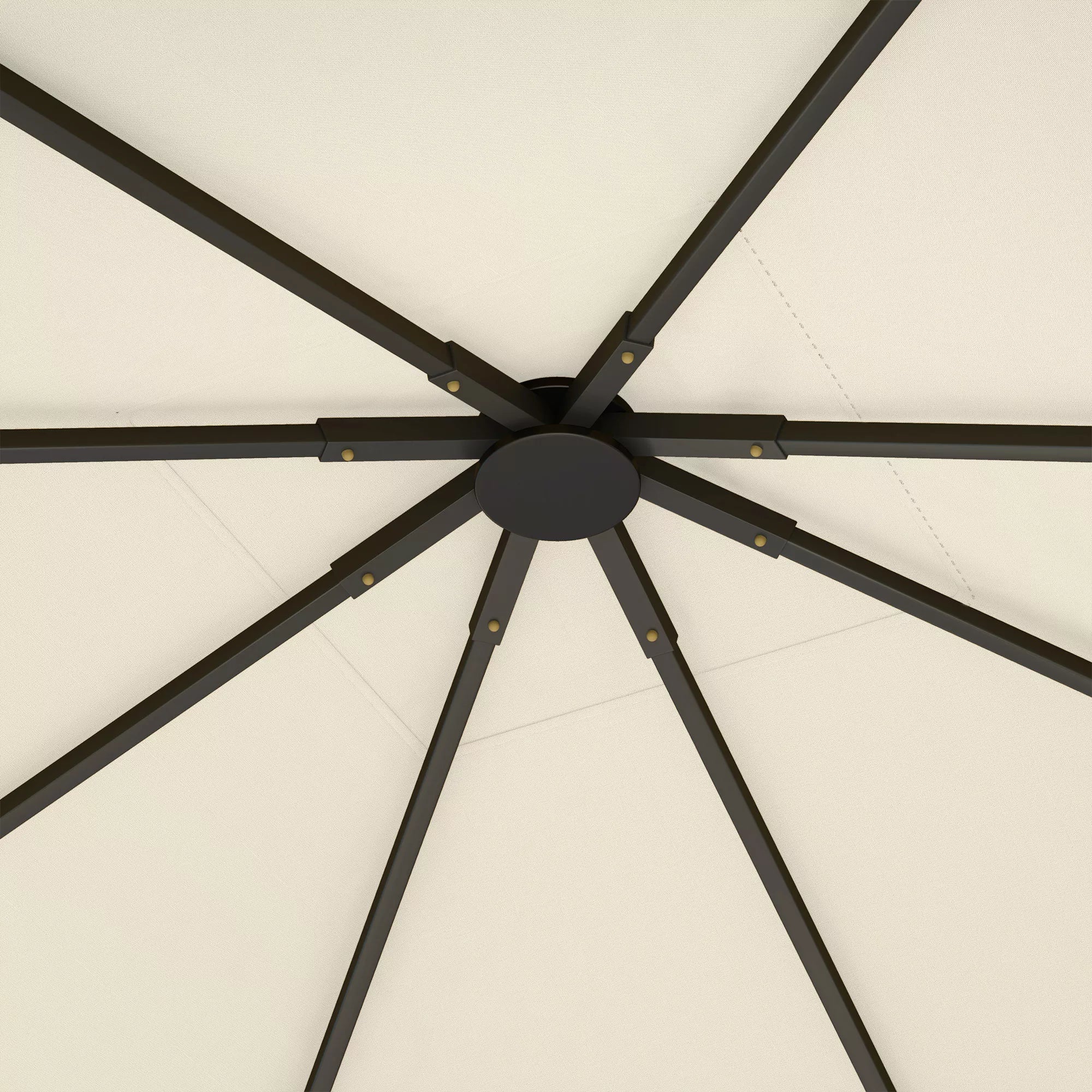 Sodo paviljono stogas 3x3 m su 8 drenažo angomis, pagamintas iš Oxford 600D audinio, kreminės baltos spalvos