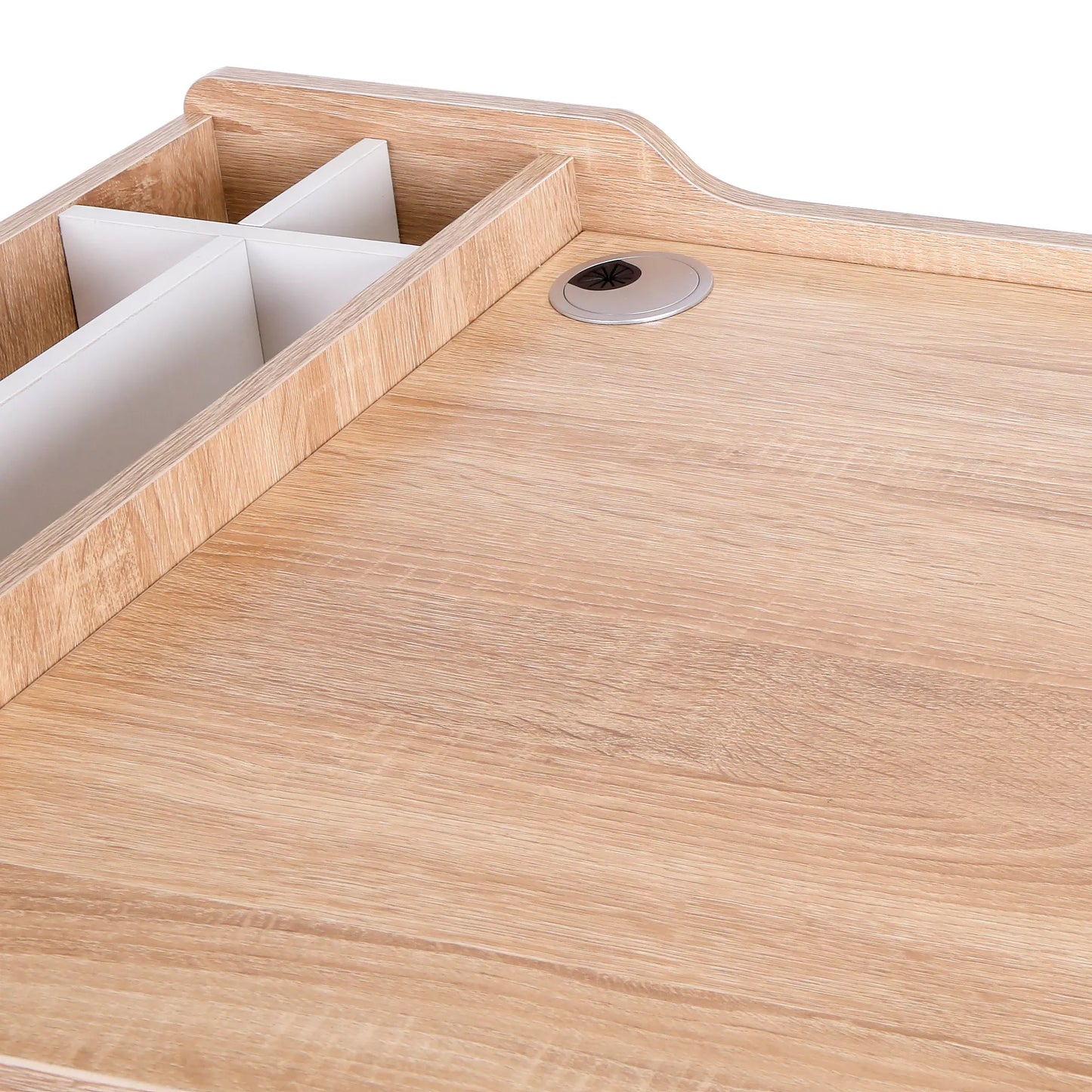 Rašomasis stalas, kompiuterio stalas, biuro stalas, darbo stalas, daugiafunkcis stalas su šešiomis lentynomis ir stalčiumi, platus stalviršis, tinkantis darbo kambariui, biurui ir namams, natūralios spalvos, 100 x 55 x 81,5 cm