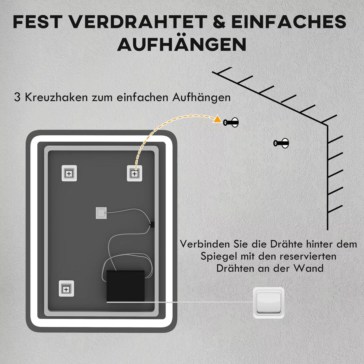Vonios veidrodis, apšviestas, valdymas liečiant, neapgaruojantis, reguliuojamas apšvietimas, 3 šviesos spalvos, 60 x 80, sidabrinis