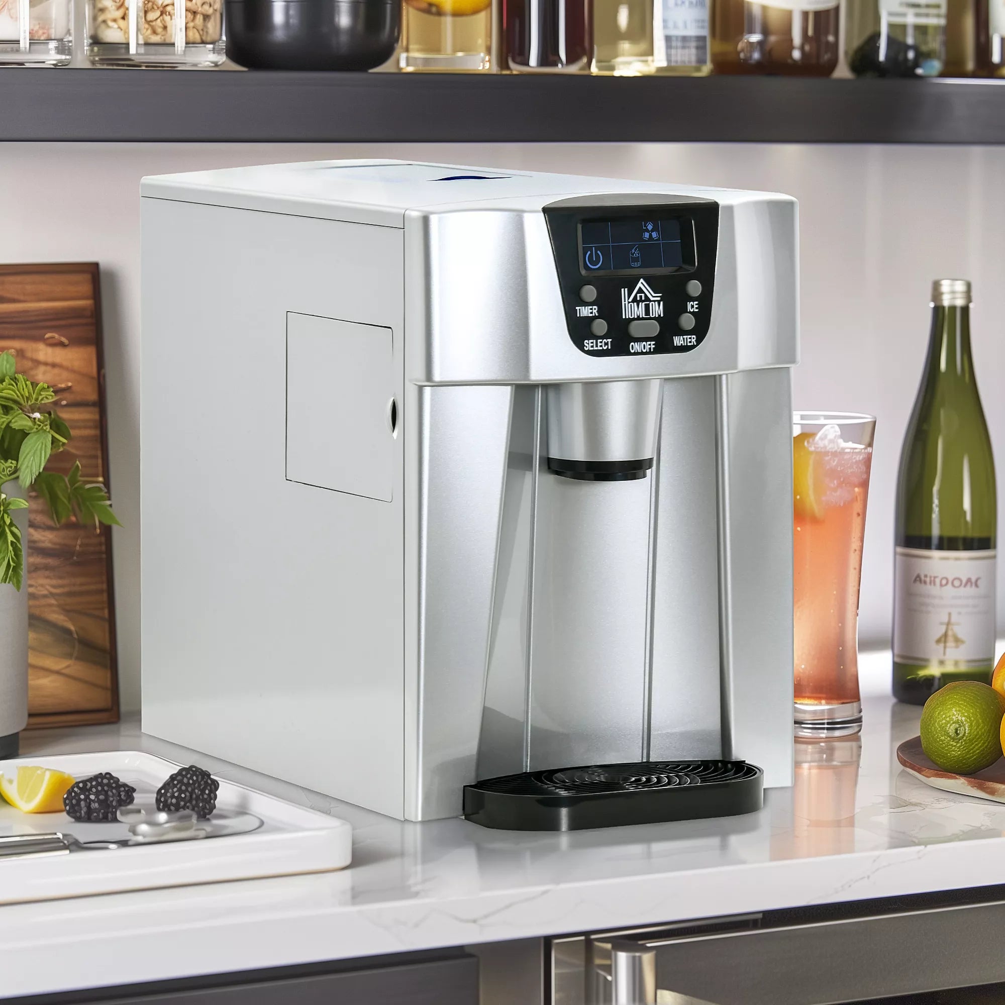 Gaminimo aparatas ledo kubeliams Ice-Maker, laikmačio funkcija, 1,2 L vandens bakas, sidabrinis