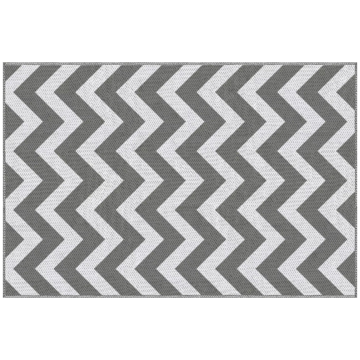 Lauko kilimas, atsparus vandeniui, dvipusis dizainas, aukštos kokybės plastiko pluoštas, šviesiai pilkas+baltas, 121 x 182 cm