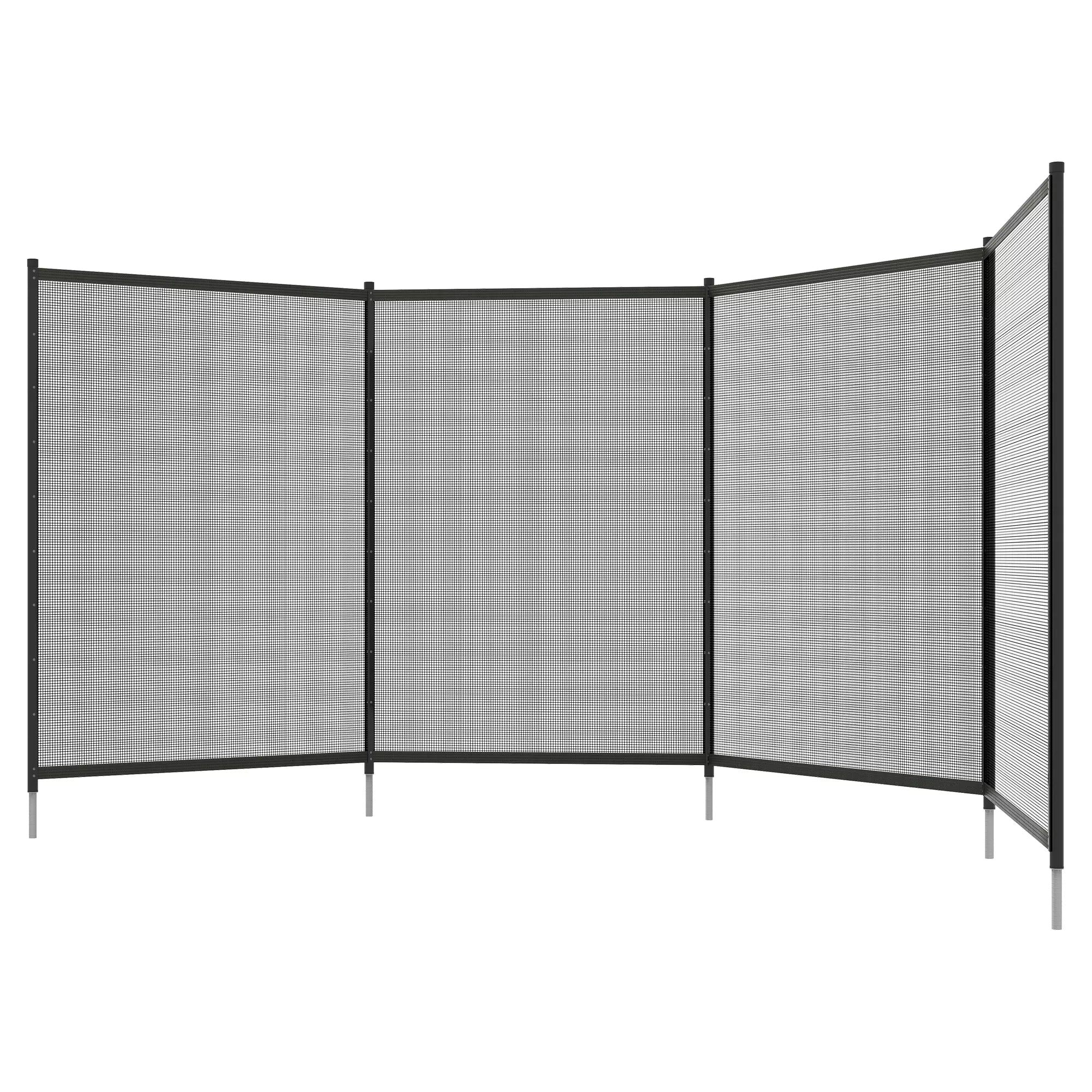 Baseino apsauginė tvora, baseino tvora vaikams, 4 dalys, aliuminis/tekstilė, 365 x 126 cm, juoda