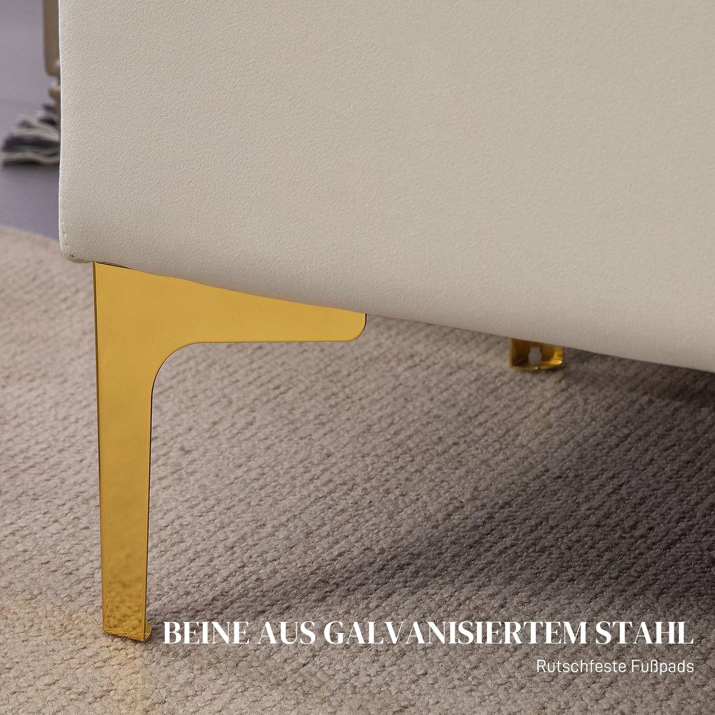 Suolas su daiktadėže, atlaiko iki 120kg, 120x44x44,5cm, smėlio spalvos