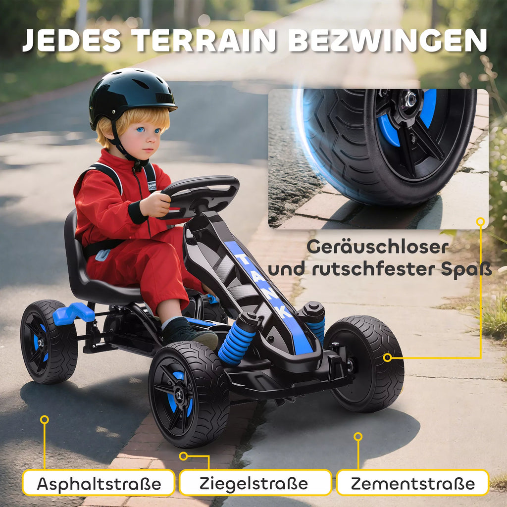 Pedalinis kartingas vaikams 3–6 metų mėlynos spalvos