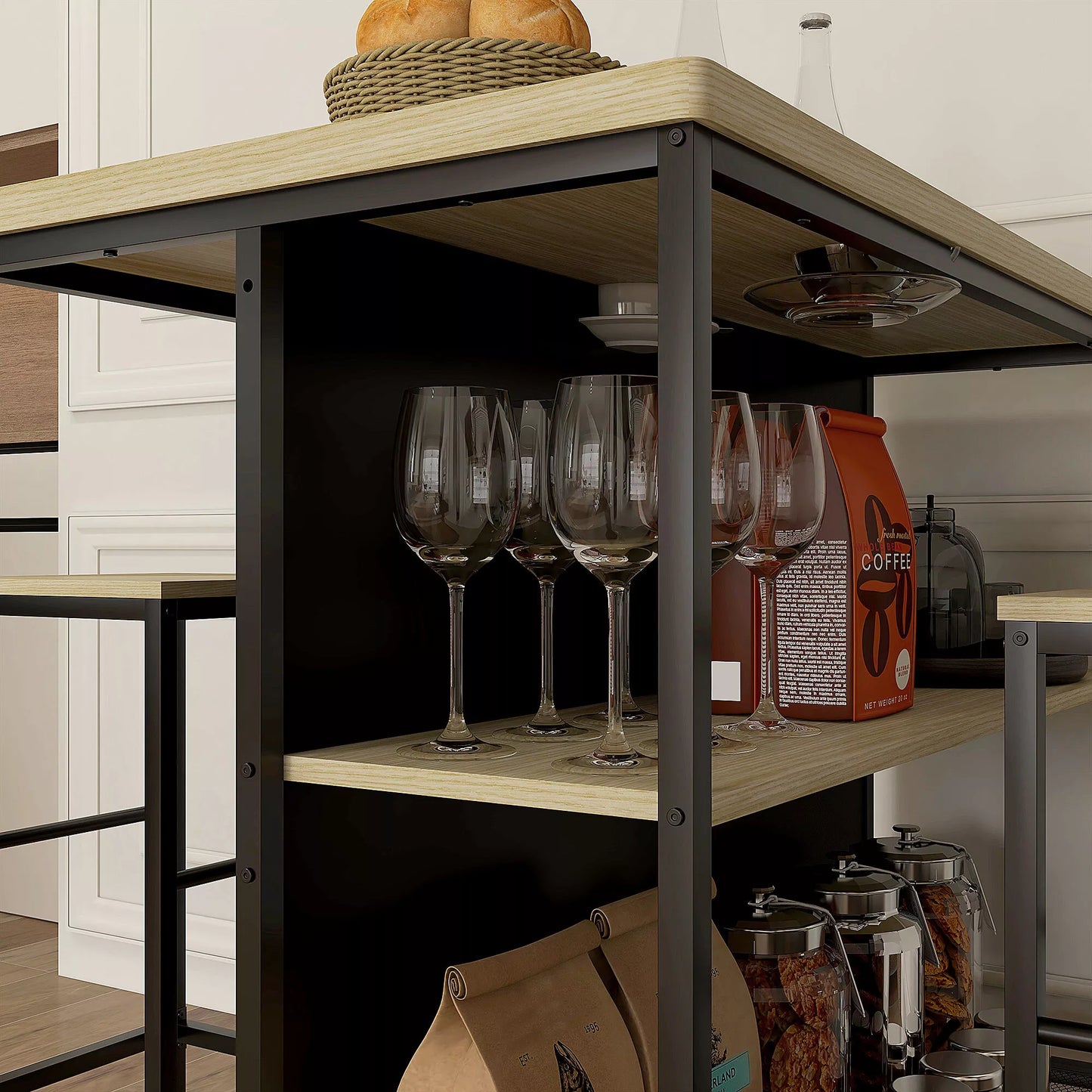 Baras, 2 baro kėdės ir 1 baro stalas, atsparus dėmėms, stabilus, plieninis rėmas, juodas/ąžuolas