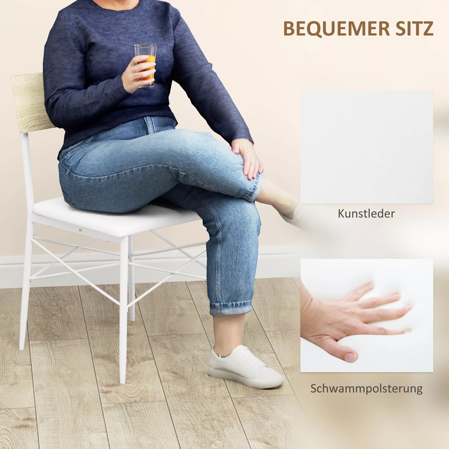 4 dalių valgomojo stalo komplektas su kėdėmis ir suoliuku 4 asmenims, paminkštintos sėdynės, plieninis rėmas, mediena, ąžuolas