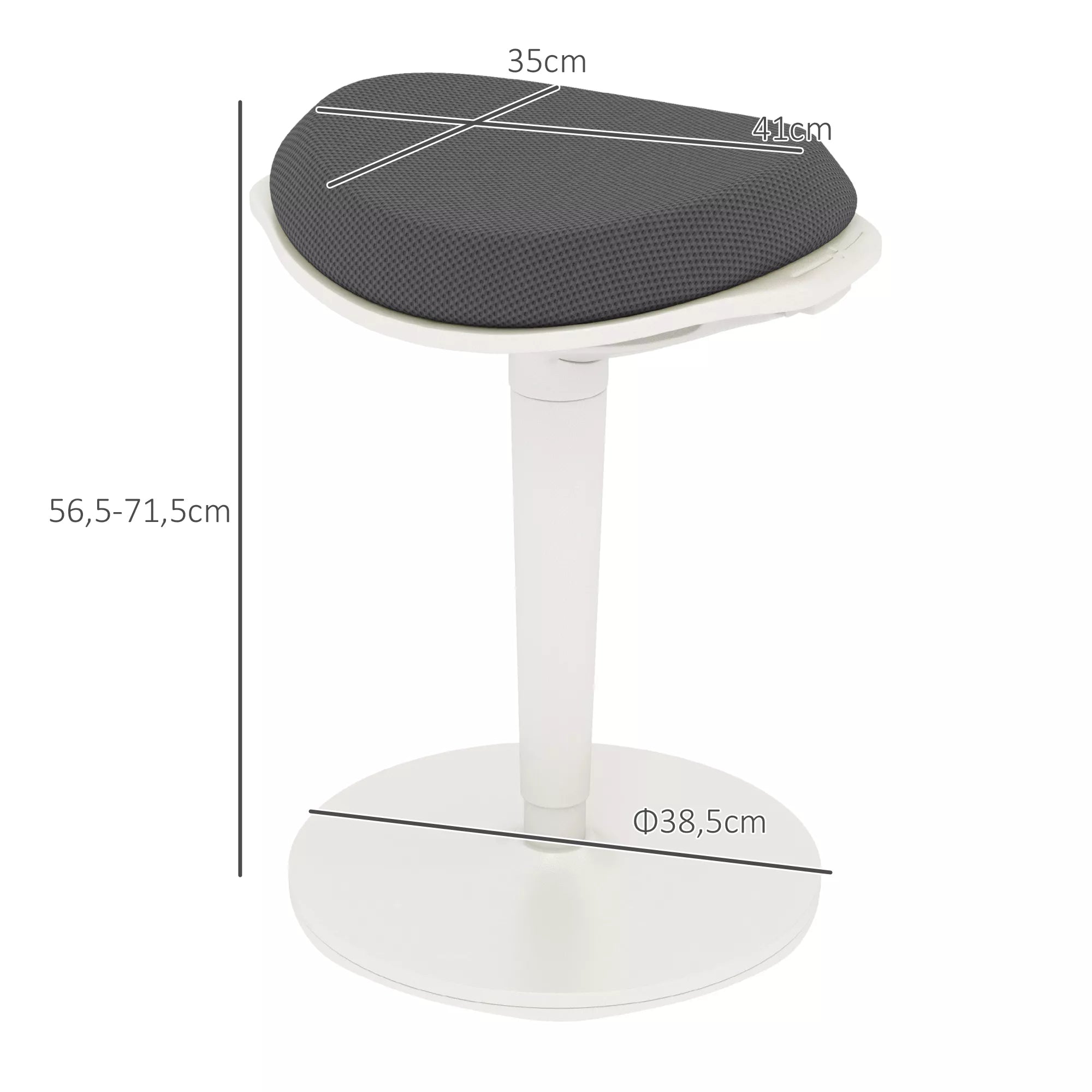 Biuro taburetė, ergonomiška pusiau stovima kėdė, reguliuojamo aukščio, iki 120 kg, 42,5 x 35,5 x 56,5-71,5 cm, pilka