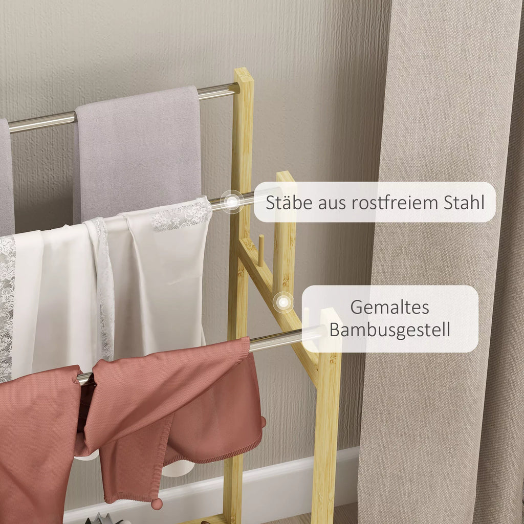 Bambukinis rankšluosčių laikiklis su rankšluosčiais