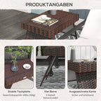 Lauko staliuko X formos kojų ir tvirtos briaunos detalės