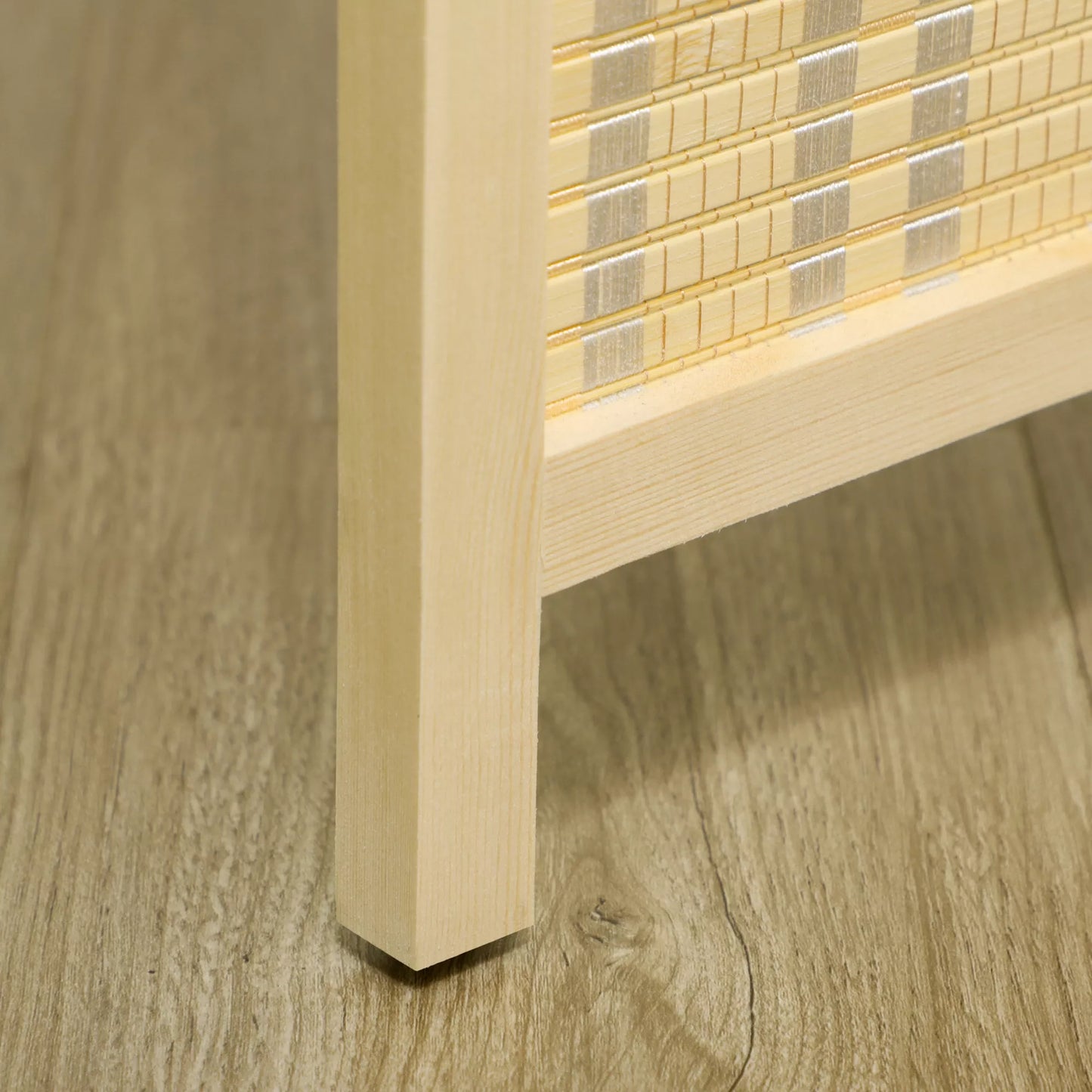 4 dalių sulankstoma kambario pertvara 180 x 180 cm, pagaminta iš bambuko ir medvilnės, natūralios spalvos, skirta svetainei, miegamajam