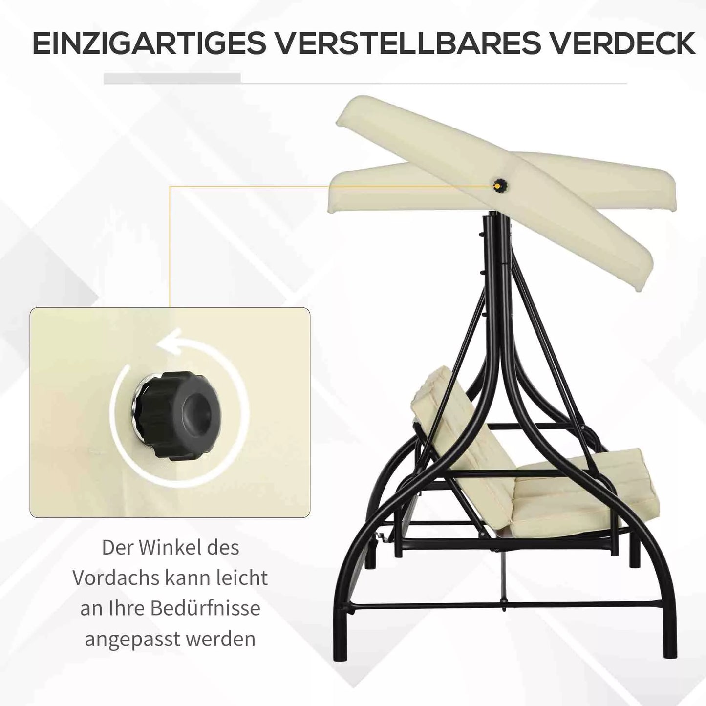 Sūpynės su atlošu, sūpynės su saulės apsauga, sodo sūpynės, verandos sūpynės, 3 sėdimosios vietos, sūpynės-lova