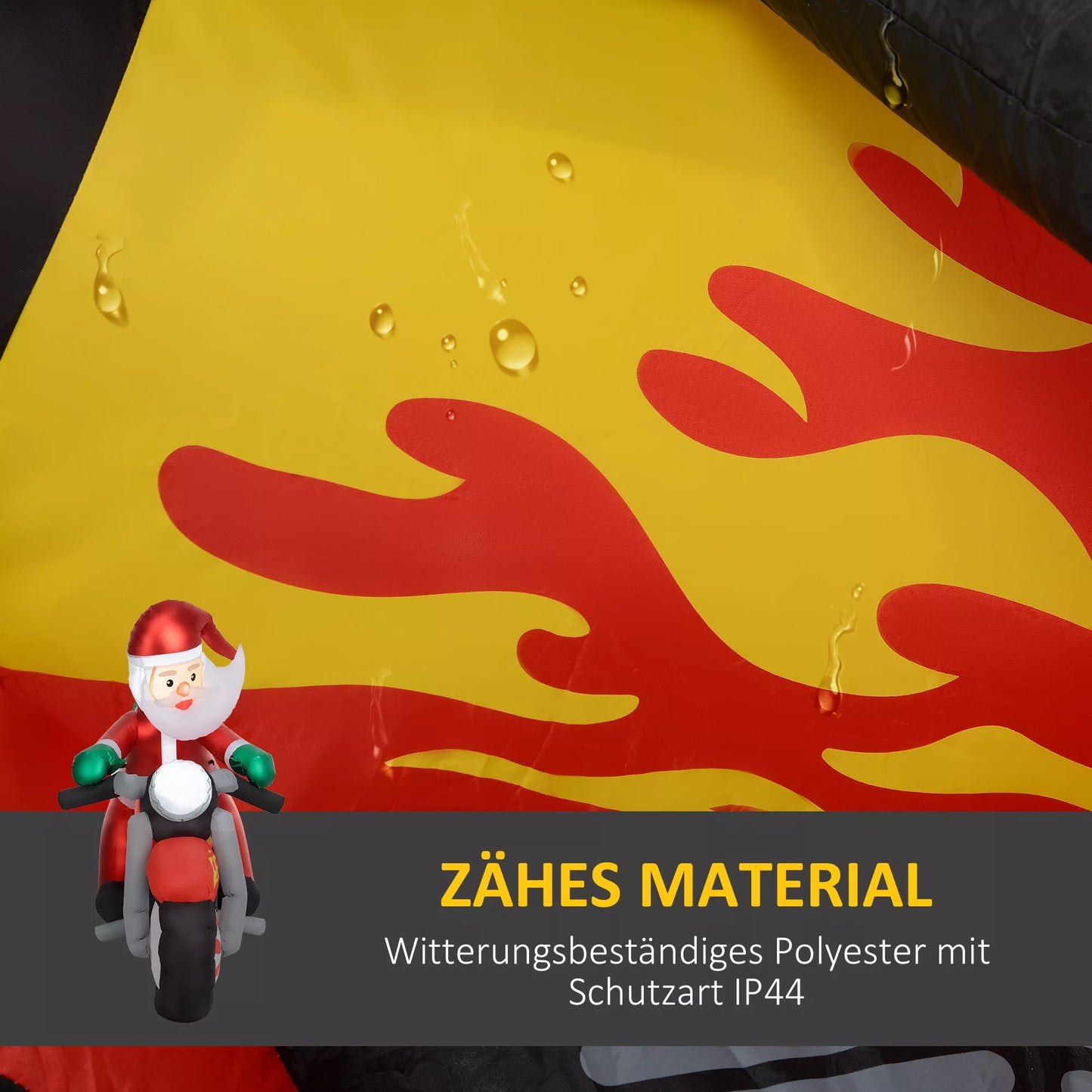 Kalėdų Senelis ant motociklo, sodo dekoracija, LED, pripučiamas, atsparus oro sąlygoms, 180 x 95 x 170 cm