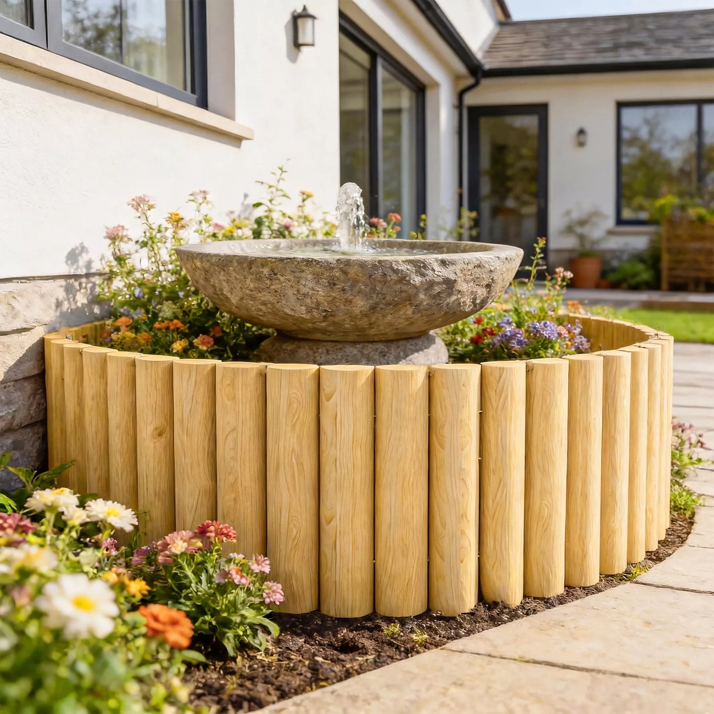 Sodo tvora, mediniai tvoros elementai gėlynams ir gyvūnų barjeras, natūralus medis, 176x30 cm, natūrali medžio spalva