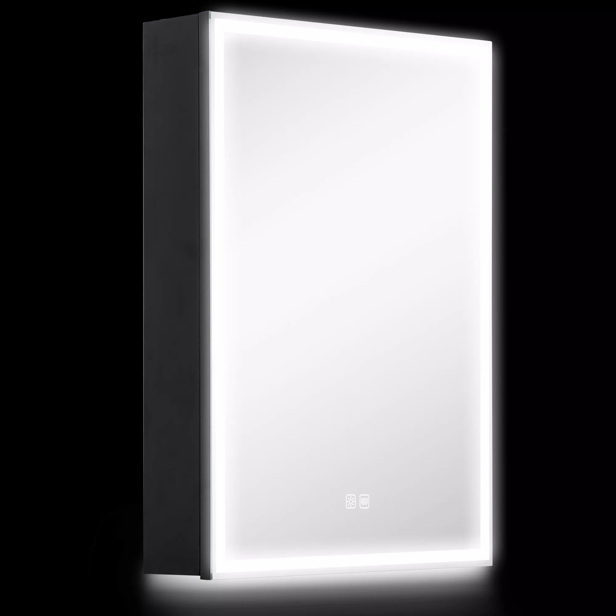 Veidrodinė spintelė, vonios spintelė su LED apšvietimu, 50 x 70 cm, reguliuojamas apšvietimas, apsauga nuo rasos, juoda
