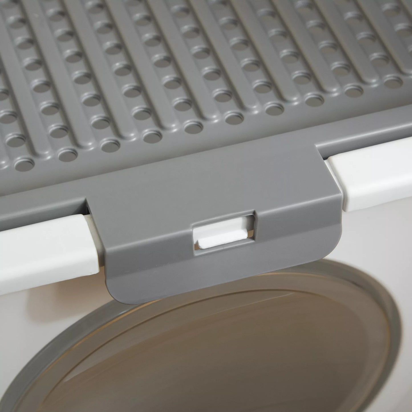 Kačių tualetas, dvipusis kačių tualetas, su kraiko kastuvėliu, balta + pilka