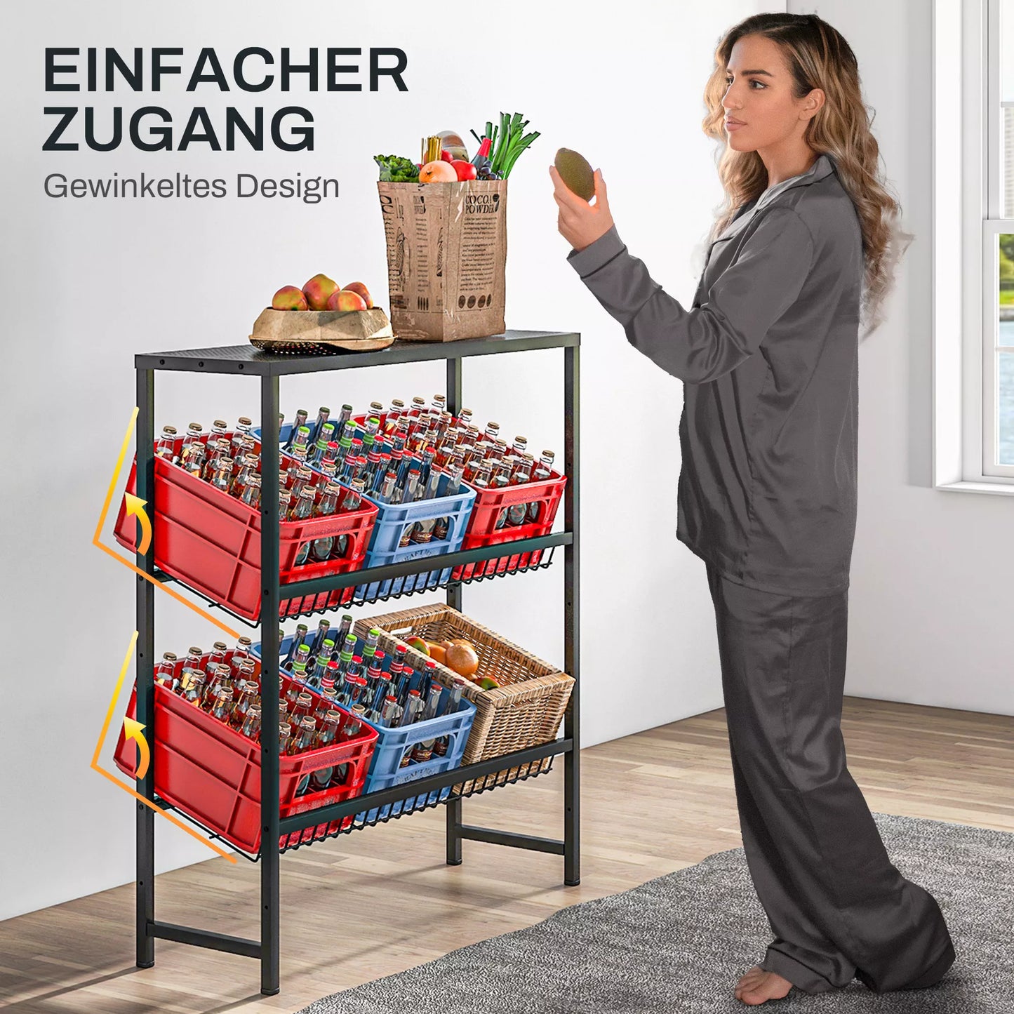 HOMCOM Sandėliavimo lentyna, reguliuojamo aukščio, stabilus metalas, kompaktiškas dizainas, atlaiko 210 kg, juoda