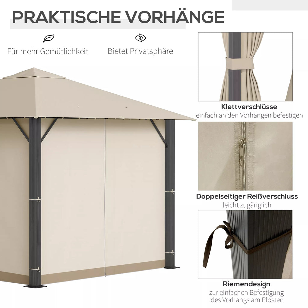 Sodo paviljonas 3 x 3 m Sodo palapinė Stogas su ventiliacijos angomis Šventinė palapinė su 4 šoniniais skydais atspari oro sąlygoms Aliuminio poliesteris khaki