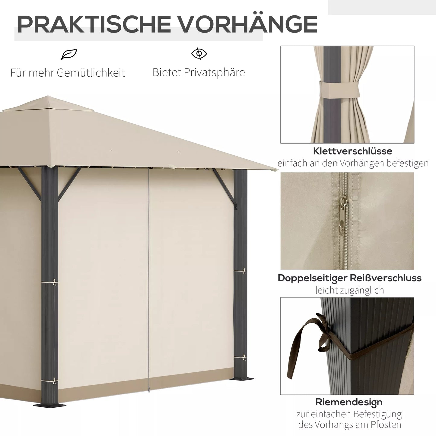 Sodo paviljonas 3 x 3 m Sodo palapinė Stogas su ventiliacijos angomis Šventinė palapinė su 4 šoniniais skydais atspari oro sąlygoms Aliuminio poliesteris khaki