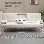 Sofa su ištraukiama lentynėle ir puodelių laikikliais tarp sėdynių
