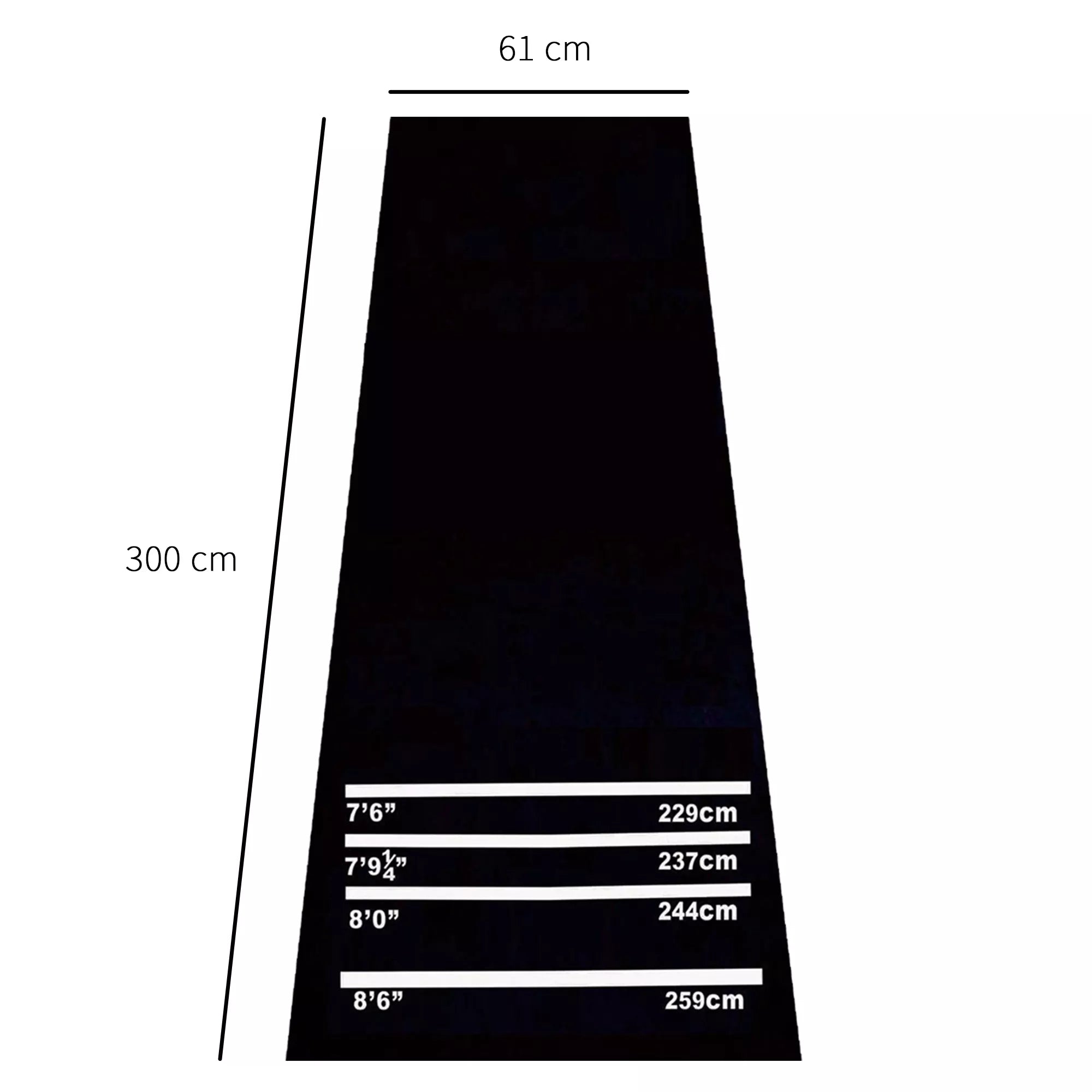 Dartmatė 300 x 61 cm Oche kilimėlis su Softdart ir Steeldart, neslystantis Dart kilimas, kilimėlis-dartmatė, Dart priedai grindims apsaugoti