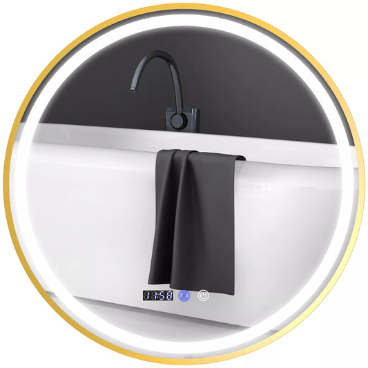 Apvalus vonios veidrodis su LED apšvietimu, veidrodis su apsauga nuo rasojimo, jutikliniu valdymu, ekranu