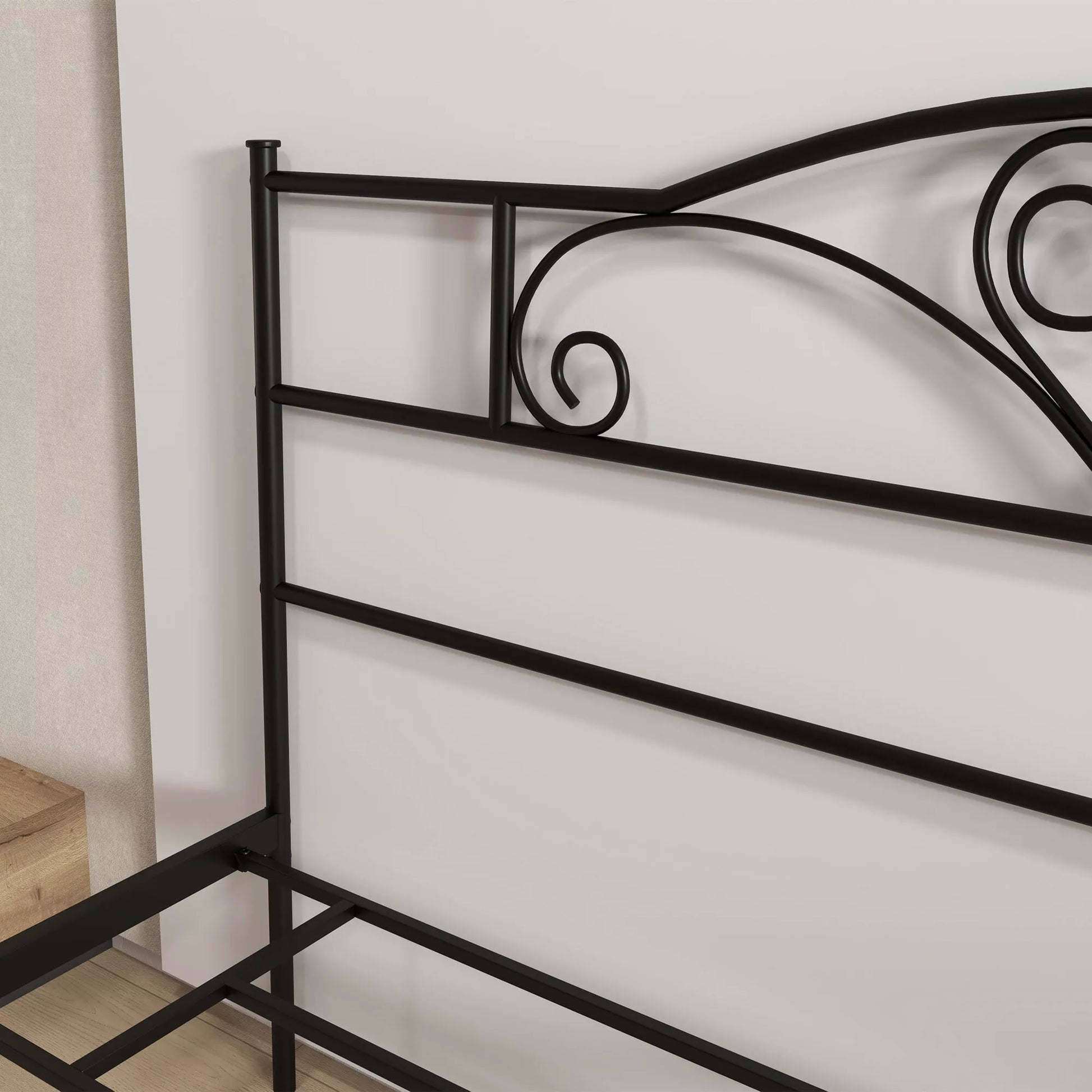 Lova 160 x 200 cm Lovos rėmas su plieniniu grotelių pagrindu, daiktų laikymo dėže po lova, dvigulė lova, juoda