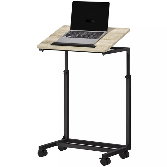 Aukščiui reguliuojamas staliukas, rašomasis stalas, naktinis staliukas, su 4 ratukais, metaliniu rėmu