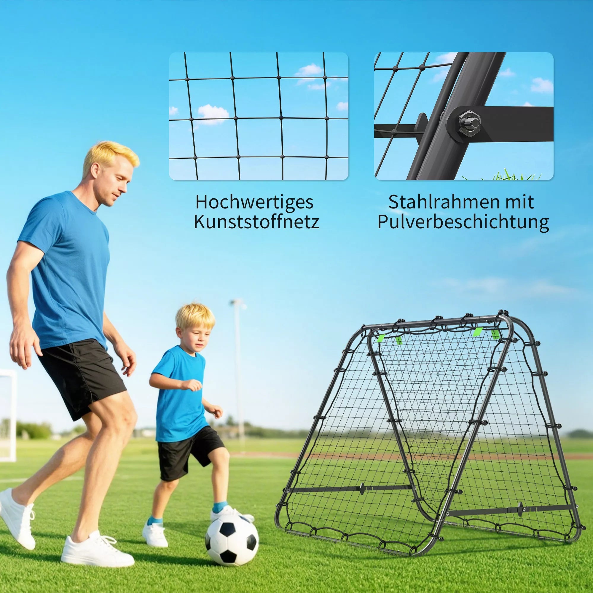 Futbolo vartai, reguliuojami, sulankstomi, metalinis rėmas, 100 x 68–95 cm, juodi