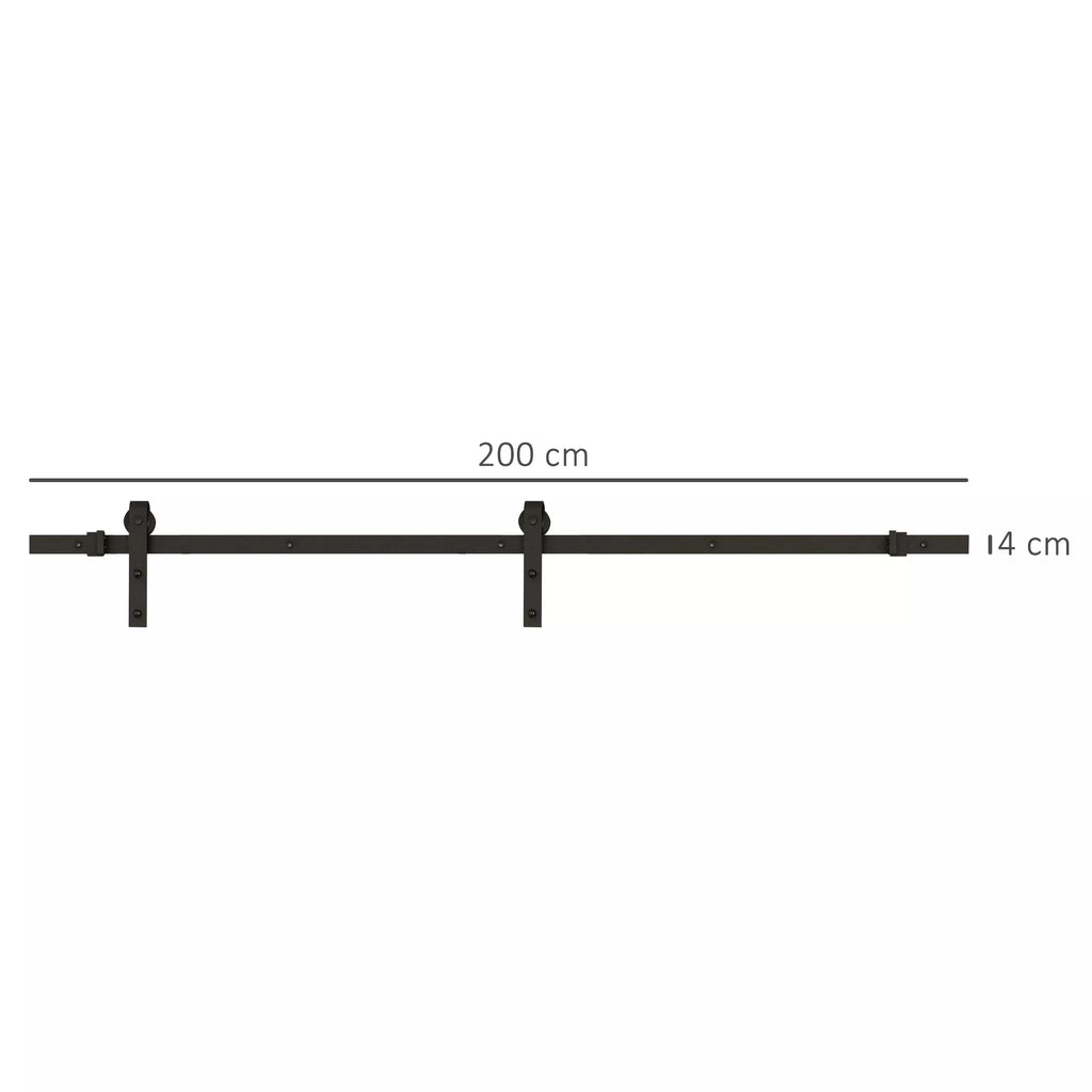 Stumdomų durų bėgelių sistema, iki 100 kg apkrova, metalas, 2 m, juoda