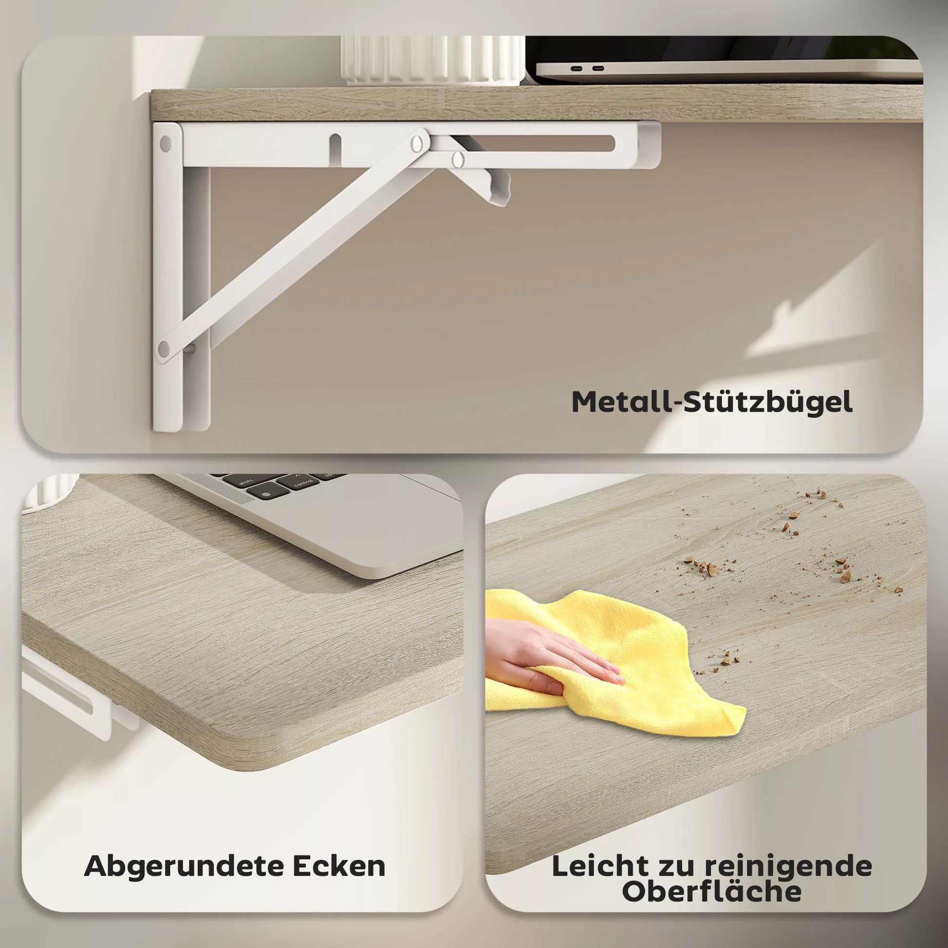 Sieninis sulankstomas stalas, 60x40 cm Sulankstomas stalas, vietą taupantis plaukiojantis stalas su užapvalintais kampais, skirtas namų biurui, svetainei, miegamajam, virtuvei, ąžuolas