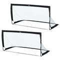 Futbolo vartai 183 x 90 x 90 cm su krepšiu, 2 vnt., juodi