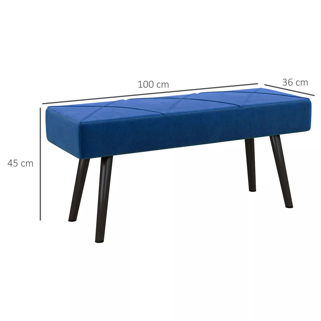 Sėdimoji sofa, minkšta sofa, lovos sofa, aksomo išvaizda, 100 x 36 x 45 cm, mėlyna