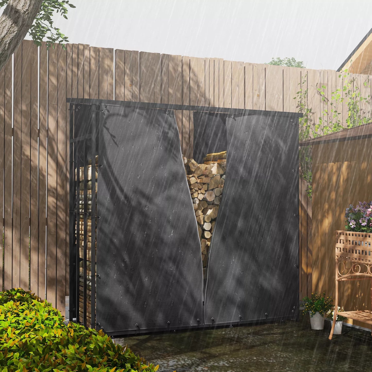 Dangtis malkinei, 2 vnt. rinkinys, atsparus oro sąlygoms ir dulkėms, 174x173 ir 174x161,5, juodas