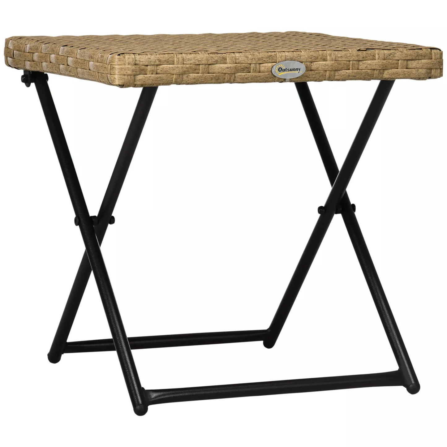 Polirataninis balkono staliukas, sulankstomas, plieninis rėmas, lengvai prižiūrimas, 40x40x40 cm, natūralus