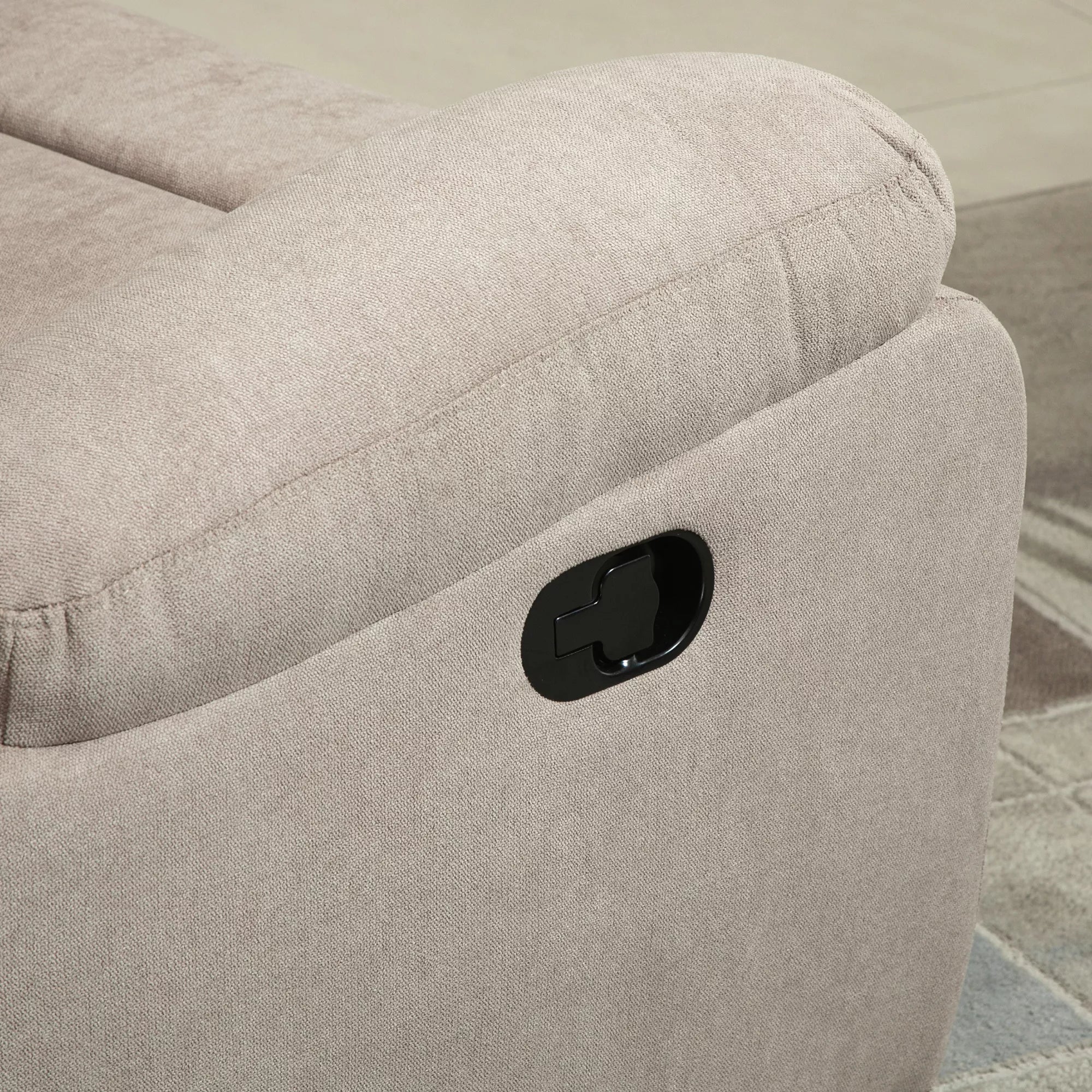 Atlošiamas krėslas, vienvietė sofa, gultas, 150° atlenkiamas televizoriaus krėslas, atlošiamas fotelis su miego funkcija svetainei, linas, smėlio spalvos, 93 x 88 x 102 cm