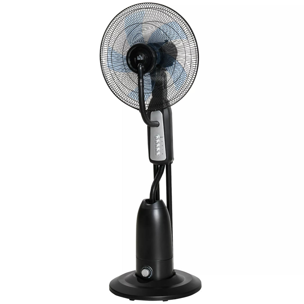 Ventiliatorius su purškimo funkcija, 3 litrų bakas, pasukamas 75 laipsniais, 3 greičiai, su ratukais, 125 cm, juodas